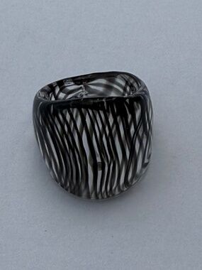 Black and Clear Glass Ring